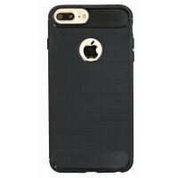 cofi1453® Silikon Hülle Carbon kompatibel mit iPhone 8 PLUS TPU Case Soft Handyhülle Cover Schutzhülle Schwarz