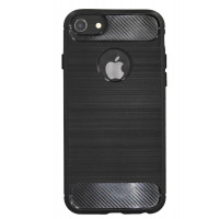 cofi1453® Silikon Hülle Carbon kompatibel mit iPhone 7 TPU Case Soft Handyhülle Cover Schutzhülle Schwarz