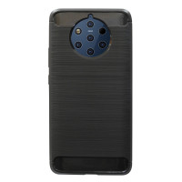 cofi1453® Silikon Hülle Carbon kompatibel mit NOKIA 9 PureView TPU Case Soft Handyhülle Cover Schutzhülle Schwarz
