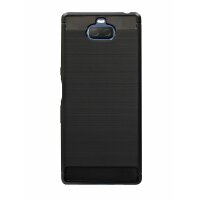 cofi1453® Silikon Hülle Carbon kompatibel mit SONY XPERIA 10 PLUS TPU Case Soft Handyhülle Cover Schutzhülle Schwarz