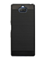 cofi1453® Silikon Hülle Carbon kompatibel mit SONY XPERIA 10 TPU Case Soft Handyhülle Cover Schutzhülle Schwarz