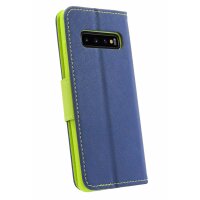 cofi1453® Buch Tasche "Fancy" kompatibel mit SAMSUNG GALAXY S10 (G973F) Handy Hülle Etui Brieftasche Schutzhülle mit Standfunktion, Kartenfach Blau-Grün