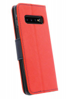 cofi1453® Buch Tasche "Fancy" kompatibel mit SAMSUNG GALAXY S10 (G973F) Handy Hülle Etui Brieftasche Schutzhülle mit Standfunktion, Kartenfach Rot-Blau