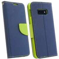 cofi1453® Buch Tasche "Fancy" kompatibel mit SAMSUNG GALAXY S10e (G970F) Handy Hülle Etui Brieftasche Schutzhülle mit Standfunktion, Kartenfach Blau-Grün