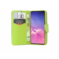 cofi1453® Buch Tasche "Fancy" kompatibel mit SAMSUNG GALAXY S10e (G970F) Handy Hülle Etui Brieftasche Schutzhülle mit Standfunktion, Kartenfach Blau-Grün