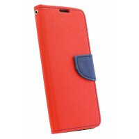 cofi1453® Buch Tasche "Fancy" kompatibel mit SAMSUNG GALAXY S10 PLUS (G975F) Handy Hülle Etui Brieftasche Schutzhülle mit Standfunktion, Kartenfach Rot-Blau