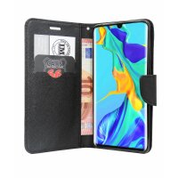 cofi1453® Buch Tasche "Fancy" kompatibel mit HUAWEI P30 PRO Handy Hülle Etui Brieftasche Schutzhülle mit Standfunktion, Kartenfach Schwarz