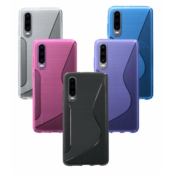 cofi1453® S-Line Hülle Bumper kompatibel mit HUAWEI P30 Silikonhülle Stoßfest Handyhülle TPU Case Cover