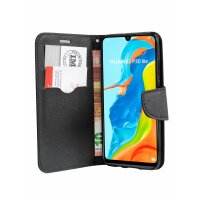 cofi1453® Buch Tasche "Fancy" kompatibel mit HUAWEI P30 LITE Handy Hülle Etui Brieftasche Schutzhülle mit Standfunktion, Kartenfach Schwarz