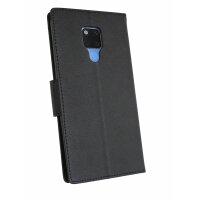 cofi1453® Buch Tasche "Fancy" kompatibel mit HUAWEI MATE 20X Handy Hülle Etui Brieftasche Schutzhülle mit Standfunktion, Kartenfach Schwarz