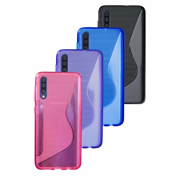 cofi1453® S-Line Hülle Bumper kompatibel mit Samsung Galaxy A50 A505F Silikonhülle Stoßfest Handyhülle TPU Case Cover