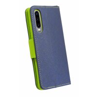 cofi1453® Buch Tasche "Fancy" kompatibel mit HUAWEI P30 Handy Hülle Etui Brieftasche Schutzhülle mit Standfunktion, Kartenfach Blau-Grün (2-Farbig)