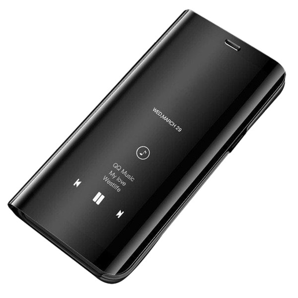 cofi1453® Smart View Spiegel Mirror Smart Cover Schale Etui kompatibel mit Samsung Galaxy A40 (A405F) Schutzhülle Tasche Case Clear Schwarz