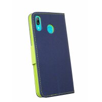 cofi1453® Buch Tasche "Fancy" kompatibel mit HUAWEI Y7 2019 Handy Hülle Etui Brieftasche Schutzhülle mit Standfunktion, Kartenfach Blau-Grün