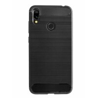 cofi1453® Silikon Hülle Carbon kompatibel mit XIAOMI REDMI 7 Case TPU Soft Handyhülle Cover Schutzhülle Schwarz