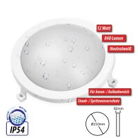 LED 12W Lampe Rund IP54 Kellerleuchte Neutralweiß...