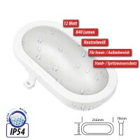 LED 12W Oval Lampe IP54 Kellerleuchte Neutralweiß...