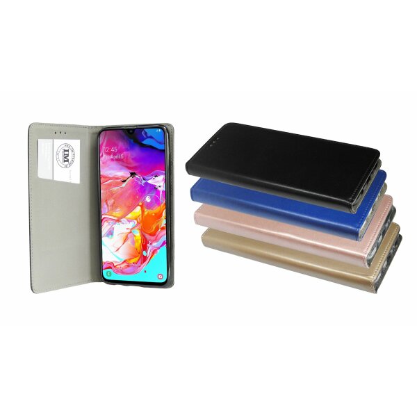 Buch Tasche "Smart" kompatibel mit SAMSUNG GALAXY A70 (A705F) Handy Hülle Etui Brieftasche Schutzhülle mit Standfunktion, Kartenfach