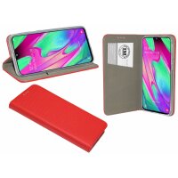 Buch Tasche "Smart" kompatibel mit SAMSUNG GALAXY A40 (A405F) Handy Hülle Etui Brieftasche Schutzhülle mit Standfunktion, Kartenfach