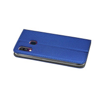 Buch Tasche "Smart" kompatibel mit SAMSUNG GALAXY A40 (A405F) Handy Hülle Etui Brieftasche Schutzhülle mit Standfunktion, Kartenfach Blau