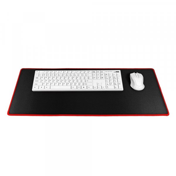 Mauspad Große Mausmatte Mousepad 700x300x2mm Anti Rutsch Matte (unter Maus und Tastatur) kompatibel mit Gamer, Grafikdesigner, Büro - schwarz / rote Besatz