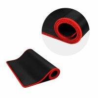 Mauspad Große Mausmatte Mousepad 700x300x2mm Anti Rutsch Matte (unter Maus und Tastatur) kompatibel mit Gamer, Grafikdesigner, Büro - schwarz / rote Besatz