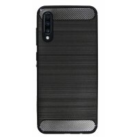 cofi1453® Silikon Hülle Carbon kompatibel mit SAMSUNG GALAXY A70 (A705F) TPU Case Soft Handyhülle Cover Schutzhülle Schwarz