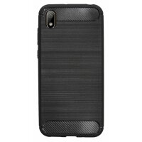 cofi1453® Silikon Hülle Carbon kompatibel mit HUAWEI Y5 2019 Case TPU Soft Handyhülle Cover Schutzhülle Schwarz