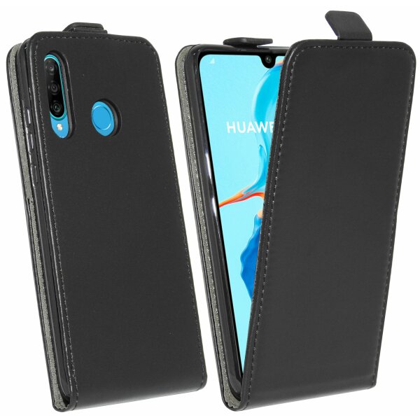 cofi1453® Flip Case kompatibel mit HUAWEI P30 LITE Handy Tasche vertikal aufklappbar Schutzhülle Klapp Hülle Schwarz