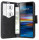 cofi1453® Buch Tasche "Fancy" kompatibel mit SONY XPERIA 10 Handy Hülle Etui Brieftasche Schutzhülle mit Standfunktion, Kartenfach Schwarz