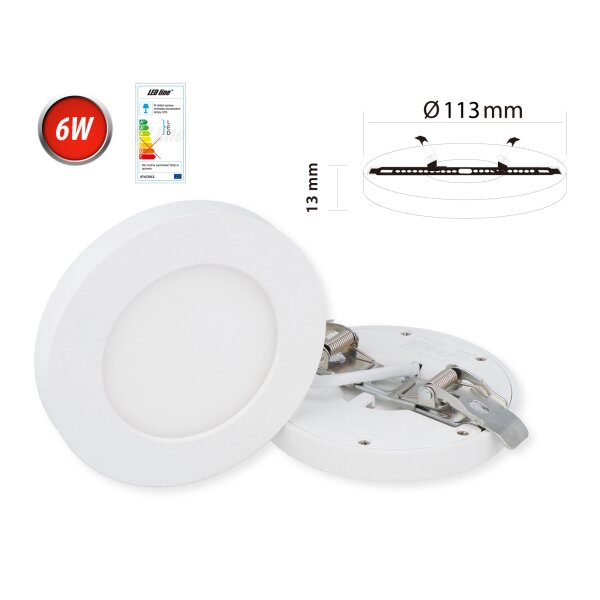 6W LED Panel Aufputz Einbaustrahler Spot Einbauleuchte 450 Lumen Deckenleuchte Rund