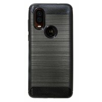 cofi1453® Silikon Hülle Carbon kompatibel mit MOTOROLA ONE VISION TPU Case Soft Handyhülle Cover Schutzhülle Schwarz