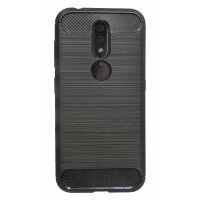 cofi1453® Silikon Hülle Carbon kompatibel mit NOKIA 4.2 Case TPU Soft Handyhülle Cover Schutzhülle Schwarz