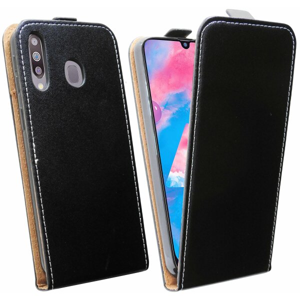 cofi1453® Flip Case kompatibel mit SAMSUNG GALAXY M30 (M305) Handy Tasche vertikal aufklappbar Schutzhülle Klapp Hülle Schwarz