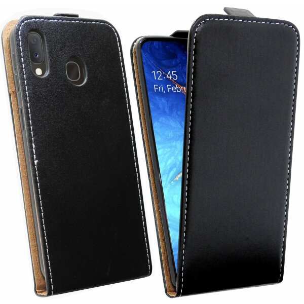 cofi1453® Flip Case kompatibel mit SAMSUNG GALAXY A20e (A202F) Handy Tasche vertikal aufklappbar Schutzhülle Klapp Hülle Schwarz