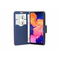 cofi1453® Buch Tasche "Fancy" kompatibel mit SAMSUNG GALAXY A10 (A105F) Handy Hülle Etui Brieftasche Schutzhülle mit Standfunktion, Kartenfach Rot-Blau