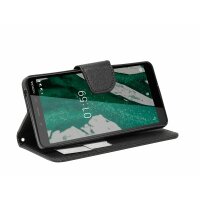 cofi1453® Buch Tasche "Fancy" kompatibel mit NOKIA 1 PLUS Handy Hülle Etui Brieftasche Schutzhülle mit Standfunktion, Kartenfach Schwarz