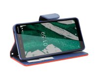 cofi1453® Buch Tasche "Fancy" kompatibel mit NOKIA 1 PLUS Handy Hülle Etui Brieftasche Schutzhülle mit Standfunktion, Kartenfach Rot-Blau