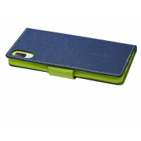 cofi1453® Buch Tasche "Fancy" kompatibel mit SONY XPERIA L3 Handy Hülle Etui Brieftasche Schutzhülle mit Standfunktion, Kartenfach Blau