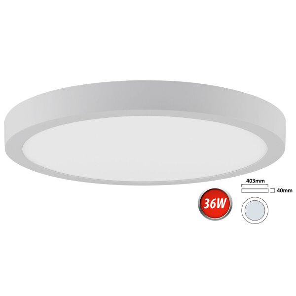 36W LED Deckenleuchte 2500 Lumen Ø400 mm Aufputz Lampe Rund Decke Beleuchtung inkl. Trafo