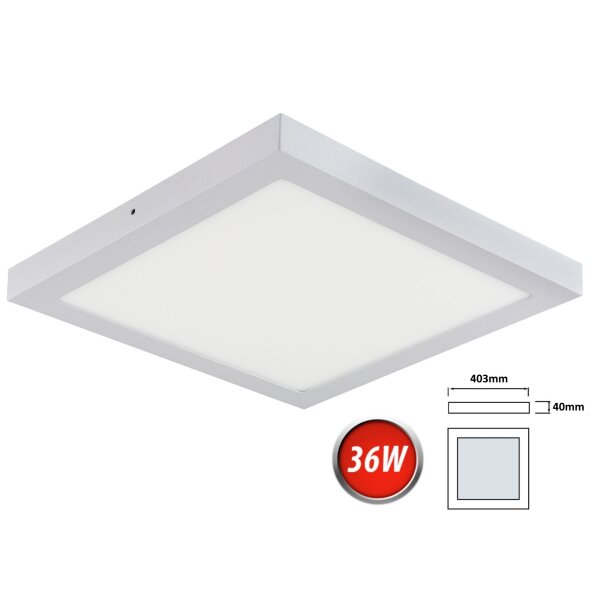 36W LED Deckenleuchte 2500 Lumen 400x400mm Aufputz Lampe Eckig Decke Beleuchtung inkl. Trafo