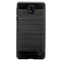 cofi1453® Silikon Hülle Carbon kompatibel mit NOKIA 1 PLUS Case TPU Soft Handyhülle Cover Schutzhülle Schwarz