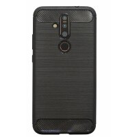 cofi1453® Silikon Hülle Carbon kompatibel mit NOKIA 6.2 Case TPU Soft Handyhülle Cover Schutzhülle Schwarz