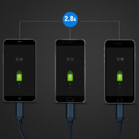 Remax 3in1 Nylon Ladegerät Kabel 2.8A Micro USB TYP-C iOS Anschluss Fast Charge Schnell Ladekabel kompatibel mit Smartphone Tablet schwarz