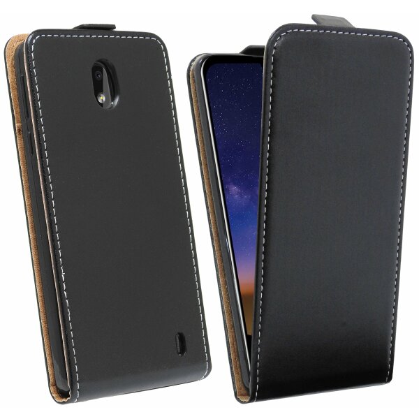 cofi1453® Flip Case kompatibel mit NOKIA 2.2 Handy Tasche vertikal aufklappbar Schutzhülle Klapp Hülle Schwarz