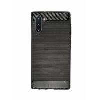 cofi1453® Silikon Hülle Carbon kompatibel mit SAMSUNG GALAXY NOTE 10 (N970F) TPU Case Soft Handyhülle Cover Schutzhülle Schwarz