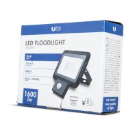 Forever LED Fluter 20W Kaltweiß 1600 lm Flutlicht Strahler PROXIM + PIR mit Bewegungsmelder Außenbeleuchtung Wasserdicht IP65  Helle Sicherheitsbeleuchtung für Garten Hof Garage Lager etc.