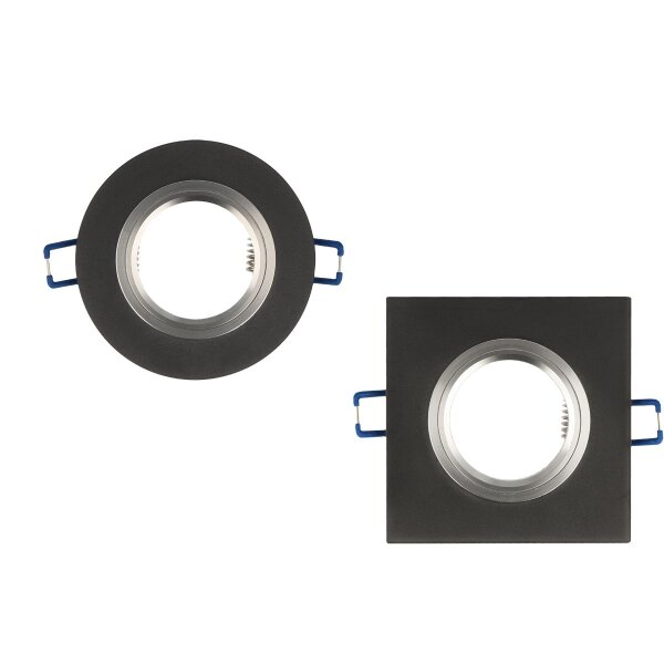 LED line® Rund/Eckig GU10 Einbauleuchte Einbauspot Ø75mm Bohrloch Glas inkl. GU10 Fassung Schwarz