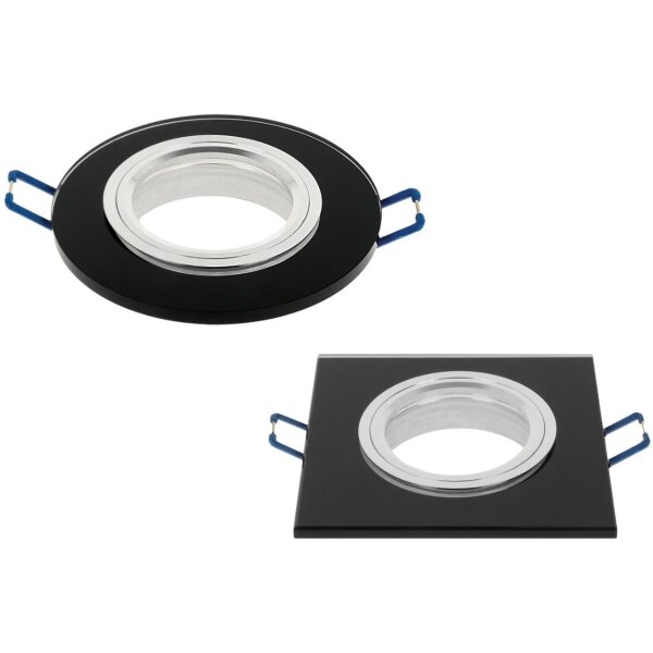 LED line® Einbaurahmen Rund/Eckig GU10 Set Einbauspot Ø75mm Bohrloch Glas inkl. GU10 Fassung in Schwarz