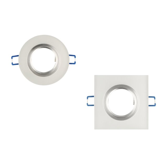 LED line® Einbaustrahler Rund/Eckig GU10 Set Einbau Rahmen Ø75mm Bohrloch Glas inkl. GU10 Fassung Weiß